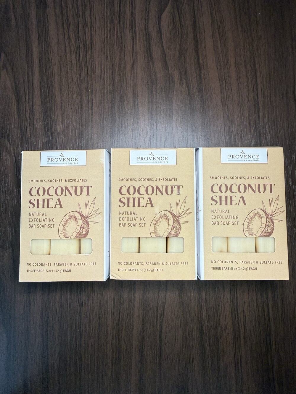 Provence Essentials Coconut Shea Bar Soap 9 Bars 5 oz Exfoliating Made USA